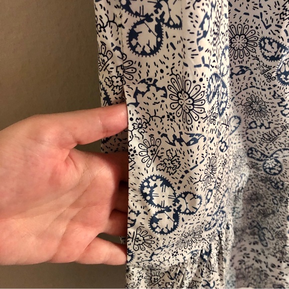 Rebecca Taylor Blue and White Cactus Fleur Tie Strap Mini Sun Dress - Picture 5 of 12